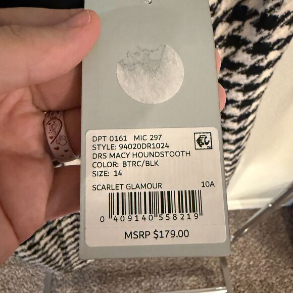 Antonio Melani Women's Size 14 Black Houndstooth Wool Macy Tweed Mini Dress - Picture 4 of 9